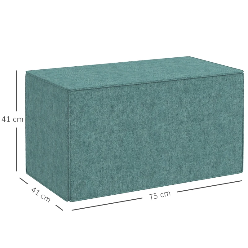 HOMCOM Poggiapiedi 2 in 1 con Rivestimento Rimovibile in Tessuto Effetto Lino, 75x41x41 cm, Verde