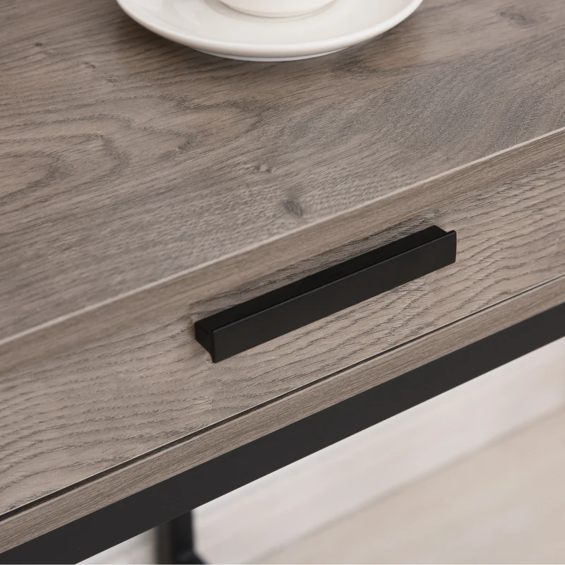 HOMCOM Schreibtisch mit Regal Schublade, Computertisch, Bürotisch, industrieller Stil, MDF, Metall, Grau+Schwarz, 106 x 53 x 95 cm