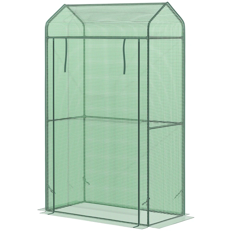 Outsunny Serre de Jardin Serre à tomates avec Porte zippée déroulante bâche PE Haute densité 130 g/m² Anti-UV métal dim. 1L x 0,51l x 1,7H m Vert