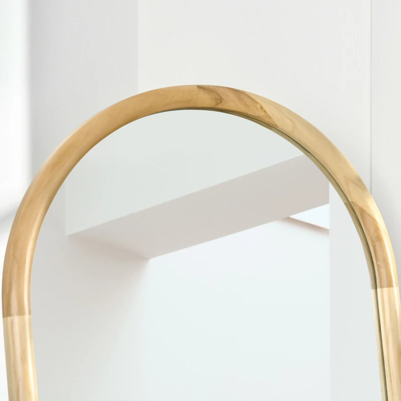 HOMCOM Espejo de Pie de Madera Espejo de Cuerpo Entero para Dormitorio Vestidor Estilo Moderno 150x46x43 cm Natural