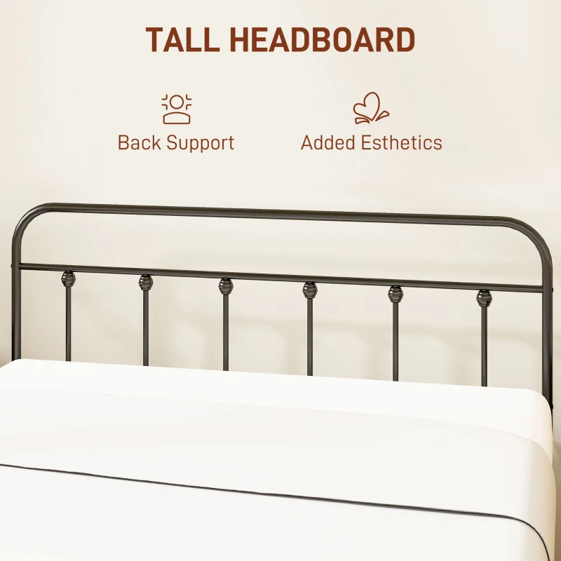 HOMCOM King Size Minimalistic Metal Bed Frame - Black