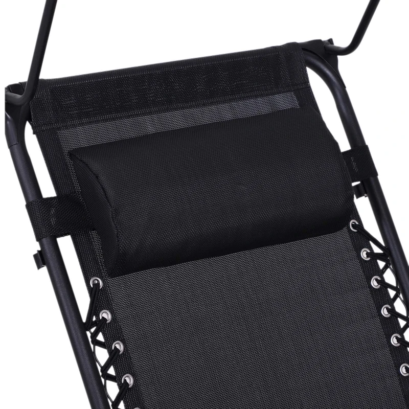 Outsunny Sedia a Dondolo da Giardino Ergonomica, Sdraio da Esterno Pieghevole con Tettuccio Rimovibile in Acciaio e Texteline 105 x 64 x 125cm, Nero