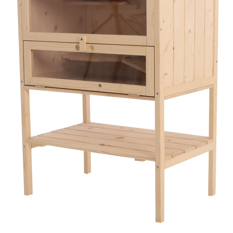 PawHut Cage pour hamsters souris petits rongeurs multi-niveaux 5 étages 10 plateformes bois de pin 60 x 40 x 120 cm