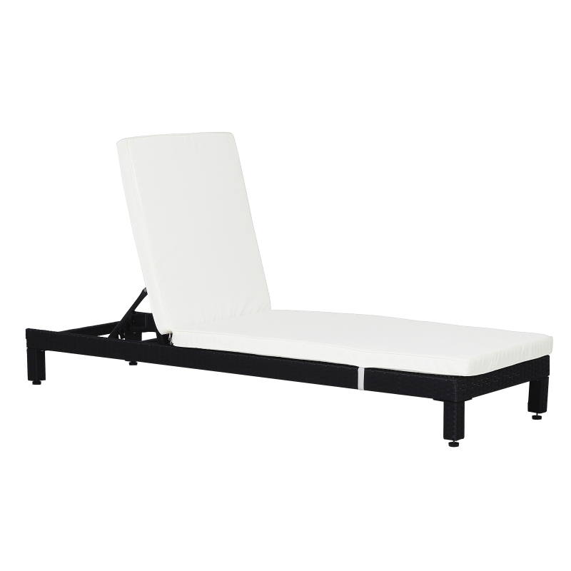 Outsunny Conjunto de 2 Tumbonas de Jardín Tumbonas de Ratán PE Reclinable en 5 Posiciones para Terraza Patio 196x65x22 cm Negro