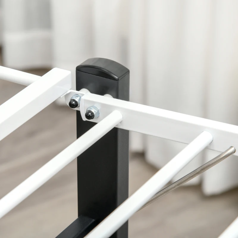 HOMCOM Tendedero de Ropa con Ruedas Plegable Tendedor Vertical de Aluminio con 4 Alas Laterales y Estante 157,5x54x101cm Blanco