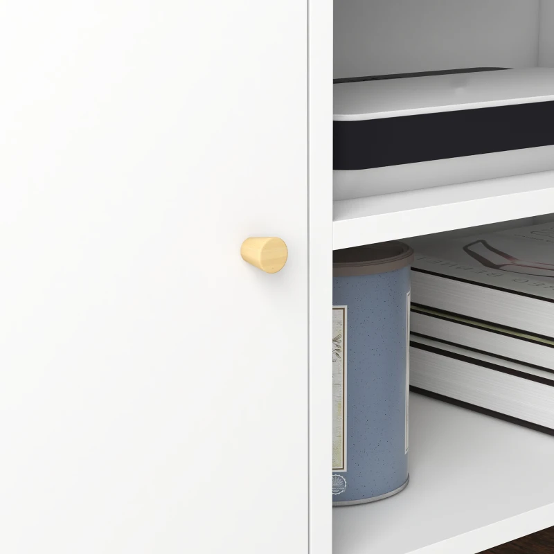 HOMCOM Mueble de TV con 2 Puertas 2 Estantes de Almacenamiento para Televisores de hasta 55 Pulgadas 120x34x50 cm Blanco