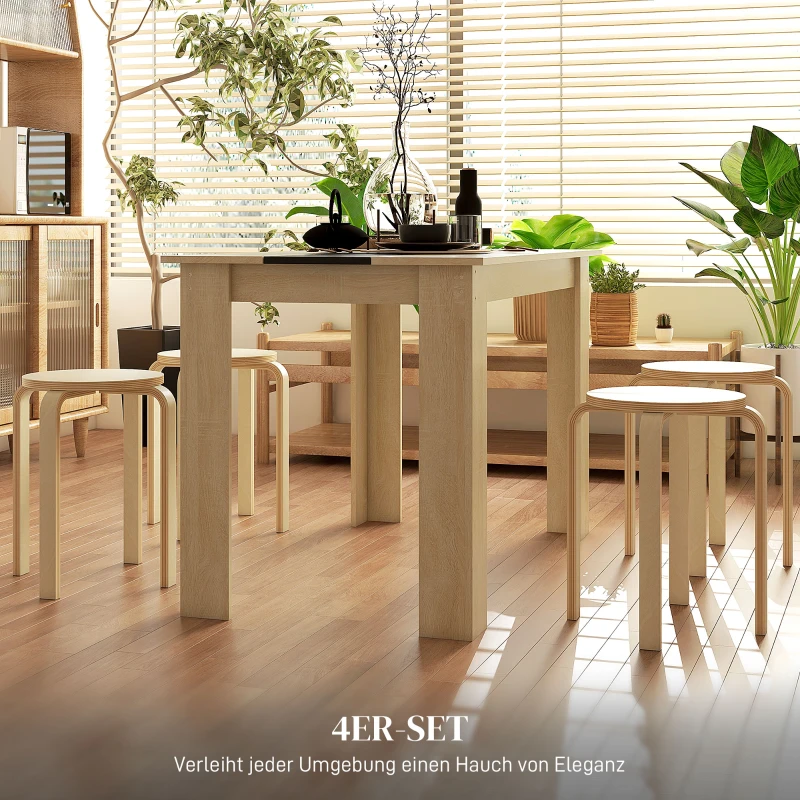 HOMCOM Stuhl, robust, Sitzhöhe 45 cm, Ø40x45 cm, Naturholz-Finish