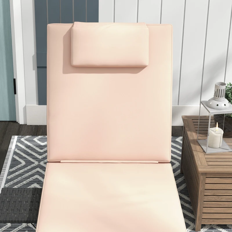 Outsunny Tumbona para Jardín de Ratán con Respaldo Ajustable en 5 Niveles Mesita y Cojín Carga 120 kg Negro y Beige