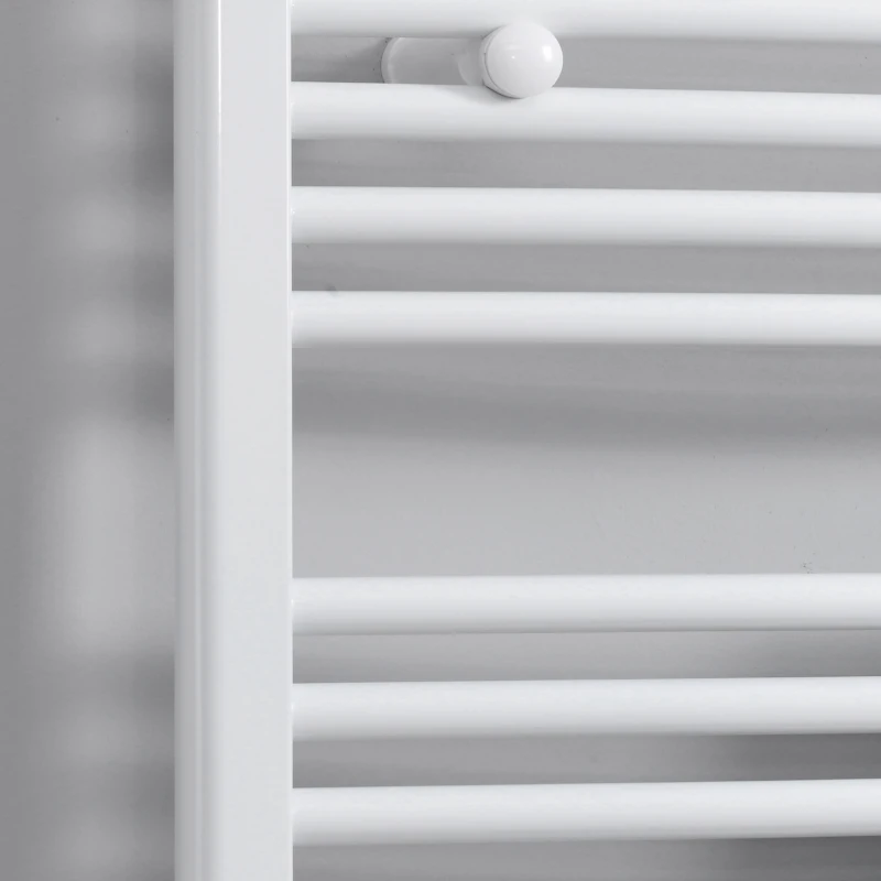 HOMCOM Curved Heated Towel Rail, Hydronic Bathroom Ladder Radiator Towel Warmer For Central Heating 600mm x 700mm, White