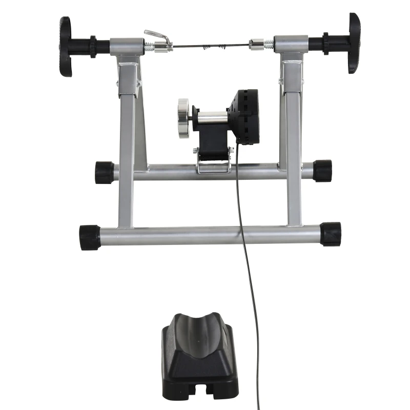 HOMCOM Rullo Bicicletta Allenamento a Magnetico Pieghevole, Rulli per Bici da Corsa in Acciaio, Trainer per Bici da 26"-28" e 700C, 54.5x47.2x39.1cm