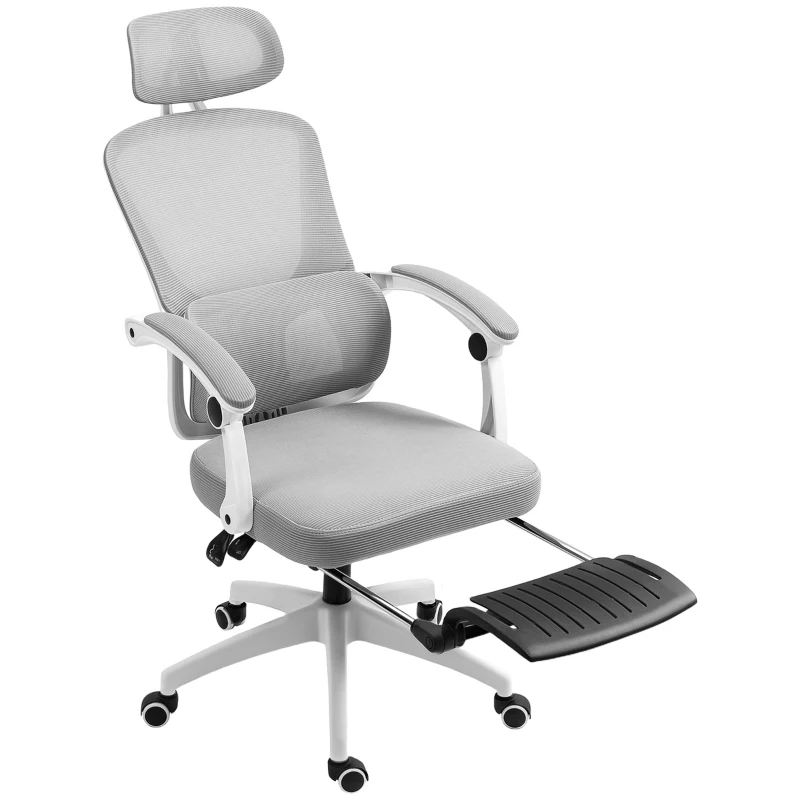 HOMCOM Multi-Adjustable Mesh Back Office Chair - Grey