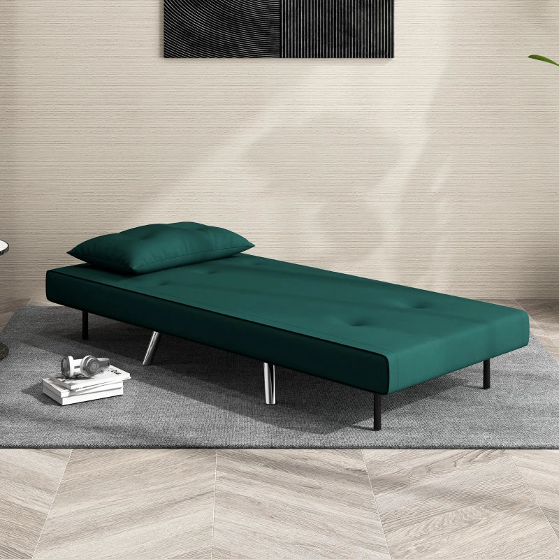 HOMCOM Liegesessel Sessel mit Liegefunktion Schlafsessel, Knopfheftung, Leinenoptik, 77 cm x 88 cm x 83 cm, Grün