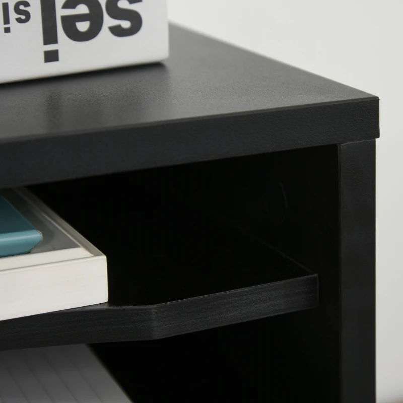 Vinsetto Organiseur bureau bois noir avec 4 couches fournitures support d'imprimante dim. 35,5L x 25l x 28,6H cm