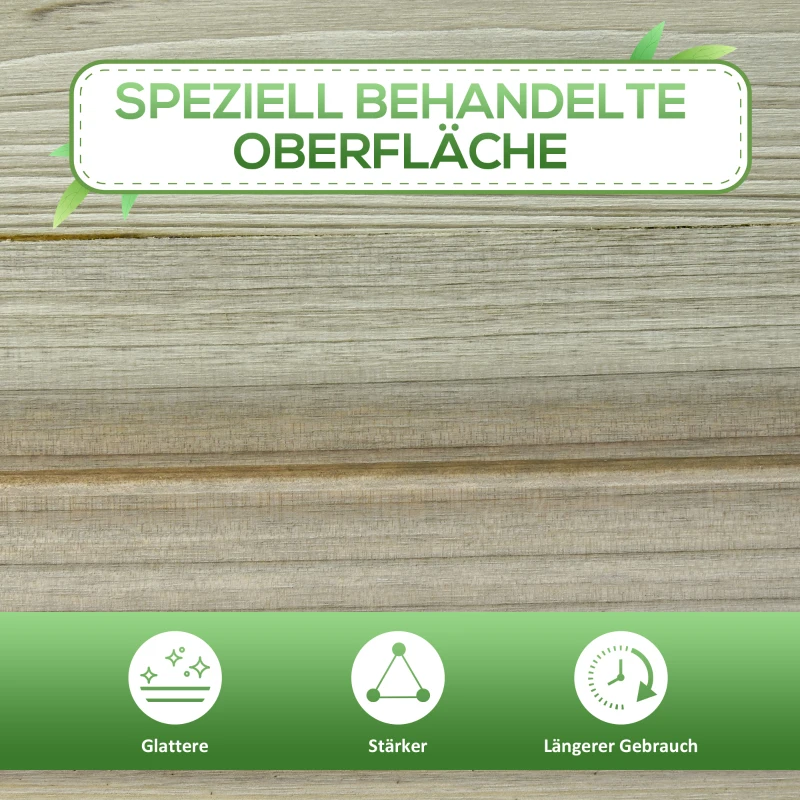 Outsunny Hochbeet, Erhöhter Pflanzkübel aus Holz mit unterem Regal, robuste Konstruktion, Ablauflöcher, 91L x 51B x 76H cm, Grün