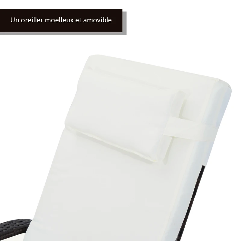 Outsunny Lot de 2 Bains de Soleil en Résine Tressée Marron