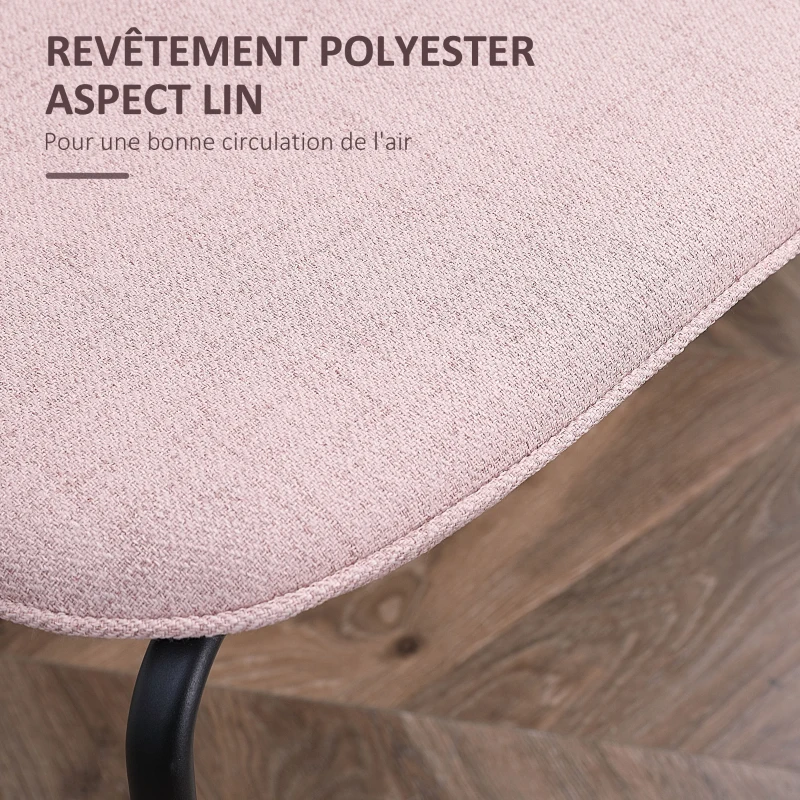 HOMCOM Lot de 2 chaises de salle à manger design moderne en tissu aspect lin et piètement métal 50 x 56 x 83 cm noir