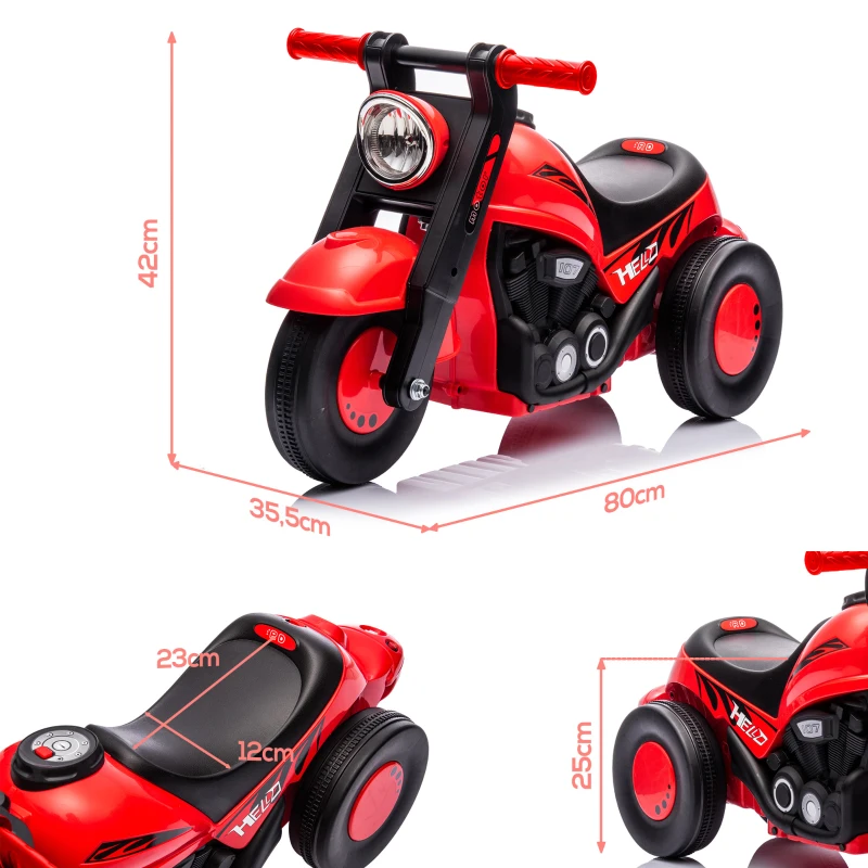 AIYAPLAY Moto Correpasillos para Niños de +2 Años con Música Burbujas Carga 30 kg 80x35,5x42 cm Rojo
