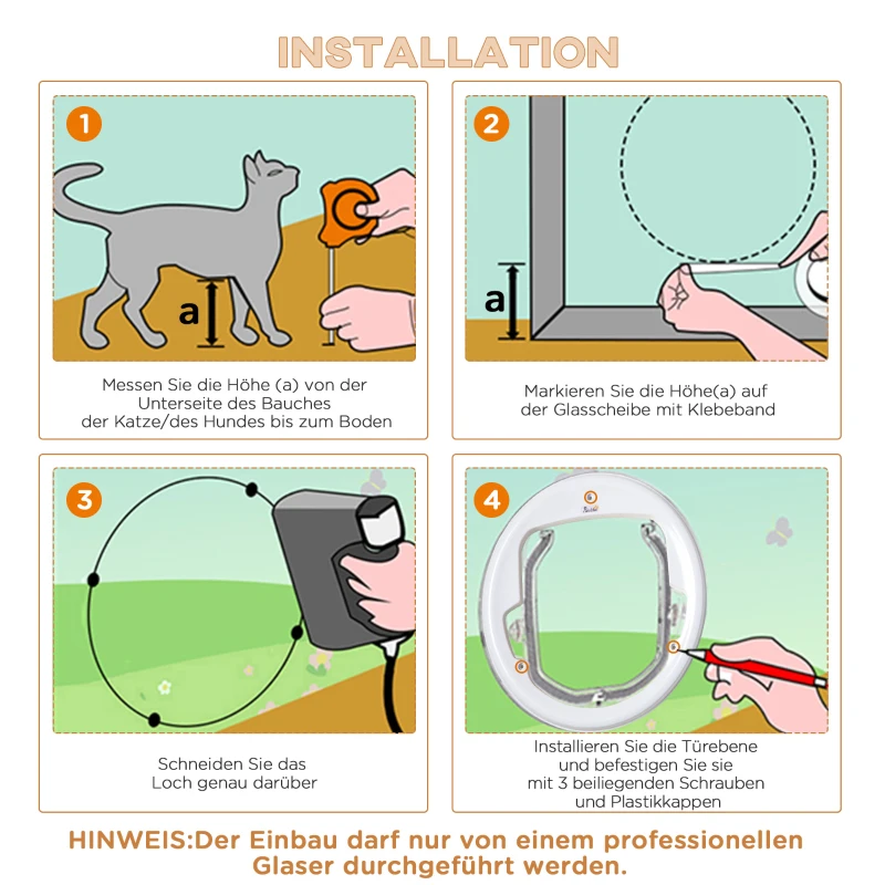 PawHut Katzenklappe Hundeklappe 4 Verschluss-Optionen mit Magnet runde Haustierklappe für Innentür Klappe für Haustiere bis 25 kg Ø44 cm