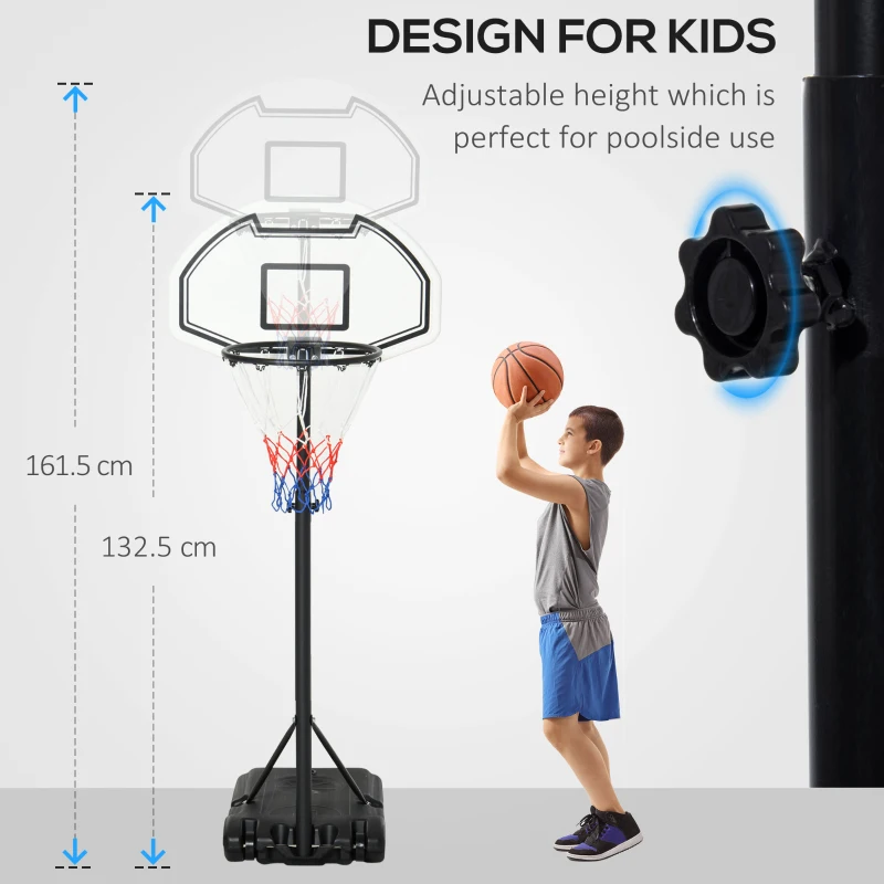 HOMCOM 94-123cm Adjustable Height Basketball Hoop and Stand