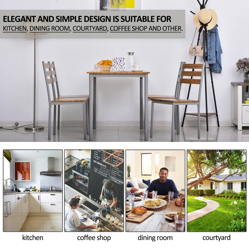 HOMCOM Modern 5-Piece Dining Table Set, Dining Table With 4 Chairs For Compact Dining Room& Kitchen, Brown