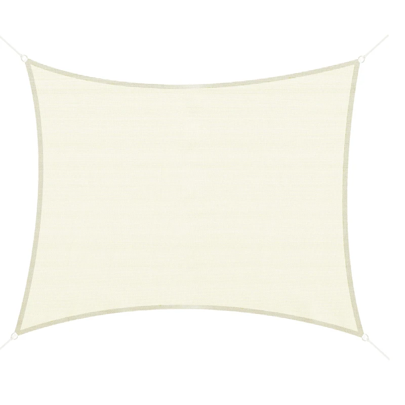 Outsunny Vela Ombreggiante Rettangolare, Impermeabile e Anti-Raggi UV in HDPE, 3x4m, Crema