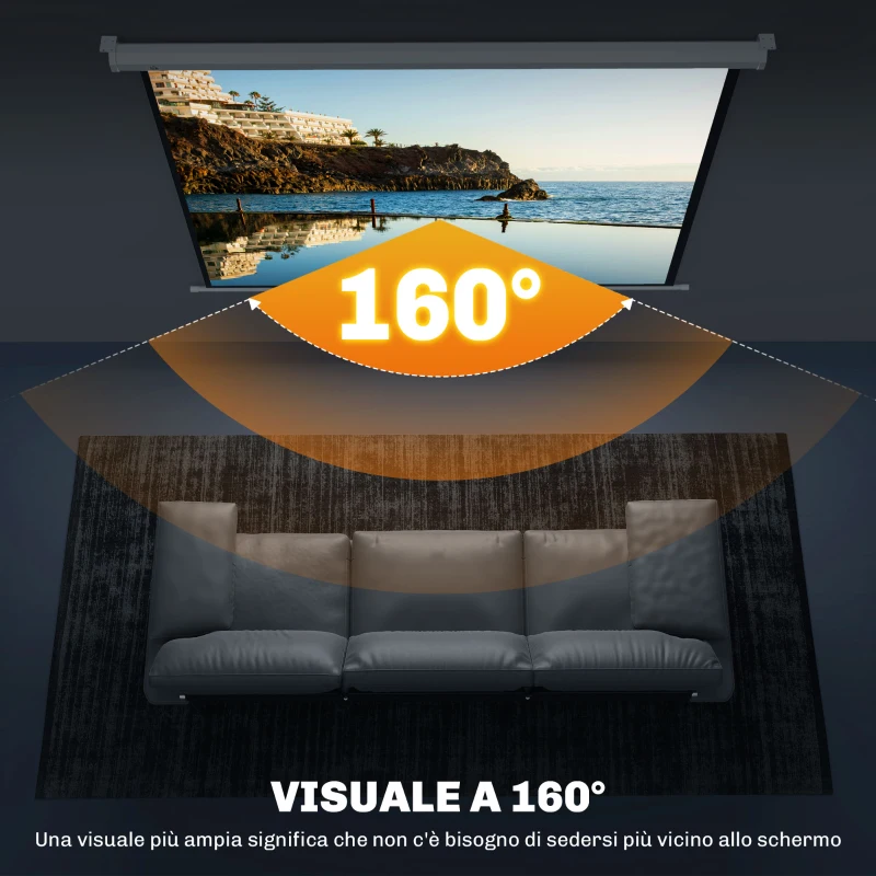 HOMCOM Schermo per Proiettore 84" Formato 4:3, Angolo di 160° e Montaggio a Soffitto o Parete