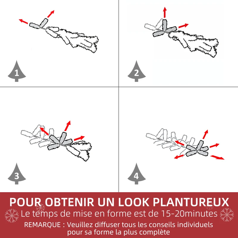 HOMCOM Sapin de Noël Artificiel enneigé 120H cm 200 Branches épines Imitation Nordmann Grand réalisme