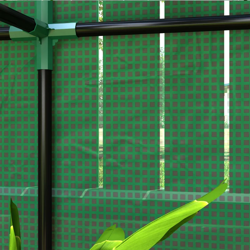 Outsunny Serra da Giardino a 3 Livelli con Copertura in PE Anti-UV e Porta Avvolgibile, 100x40x150 cm, Verde