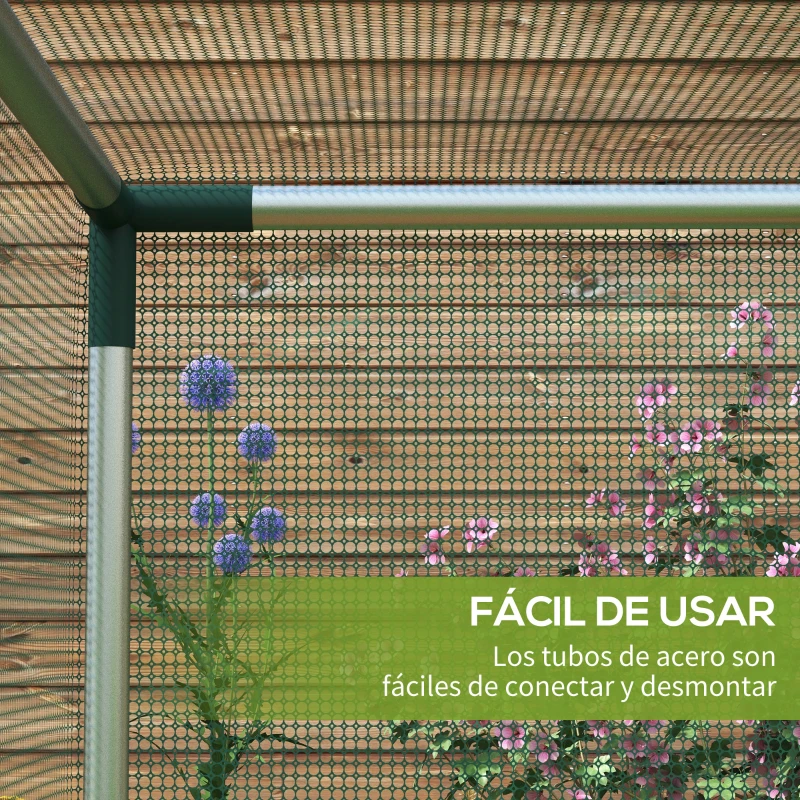 Outsunny Jaula de Cultivo con Soportes de Acero Puerta con Cremallera para Proteger las Plantas en Patio 120x120x110 cm Verde