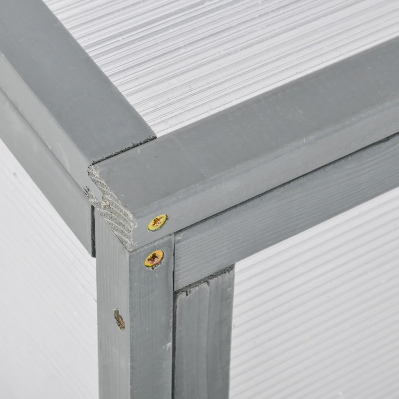 Outsunny Mini Serre de Jardin Serre à tomates dim. 90L x 46l x 40H cm Toit ouvrable Panneaux de Polycarbonate Bois Sapin pré-huilé Gris