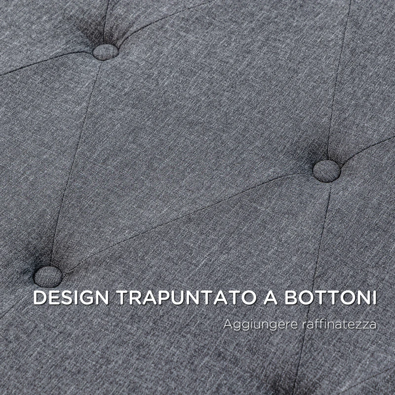 HOMCOM Testiera Letto Matrimoniale Trapuntata a Bottoni con 2 Ganci, in Tessuto Effetto Lino, 160x7x120 cm, Grigia