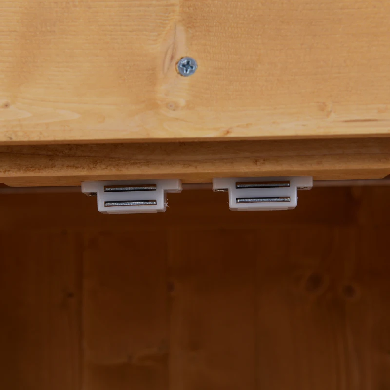 Outsunny Gartenschrank Tannenholz, Geräteschuppen wetterfest 74x43x88cm, Gerätehaus mit Doppeltür, 2 Fächern, Geräteschrank, Gartenhaus Werkzeugschrank Gartenschuppen für Garten, Terrasse, Natur