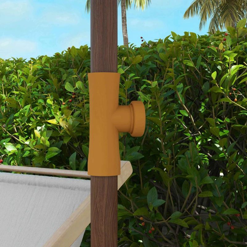 Outsunny Parasol de plage parasol d'extérieur rond parasol à frange protection UV 40 + avec 8 baleines gris clair