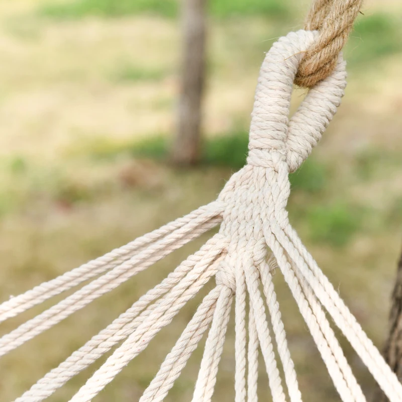 Outsunny Hamac de Voyage Portable Style Hippie Chic Toile de hamac dim. 2L x 1l m Coton Polyester Rouge crème rayé