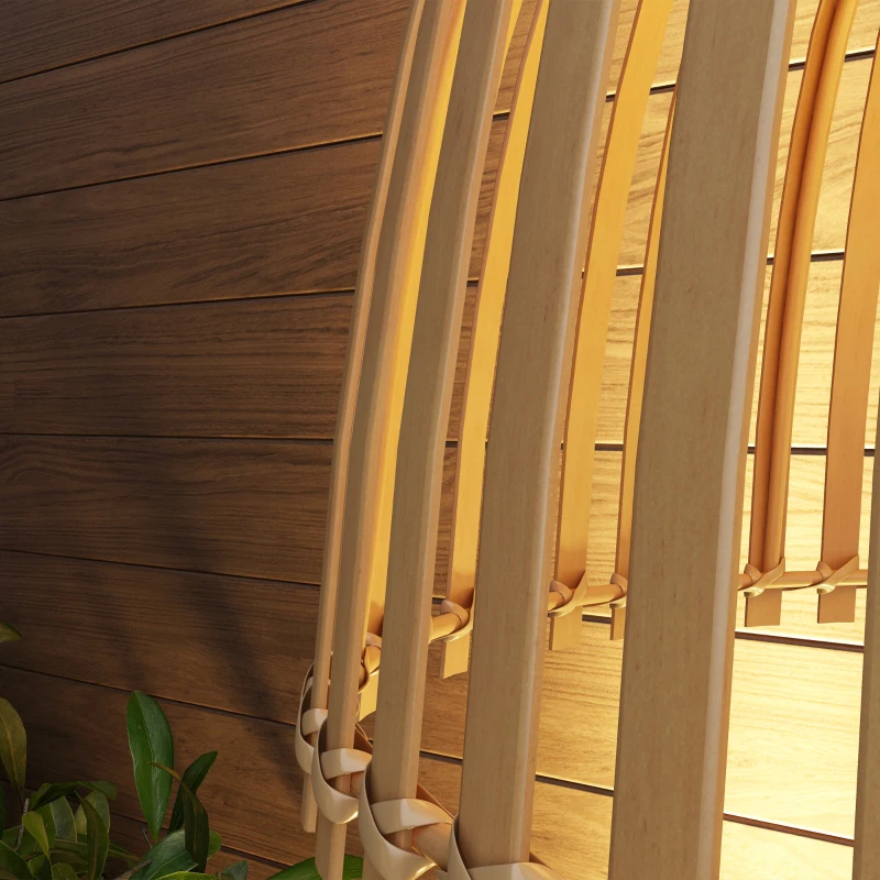 Outsunny Solarlampe, dimmbar, warmweißes Licht, Metallrahmen, Bambus-Schirm, Ø39 x 153 cm, Schwarz/Natur