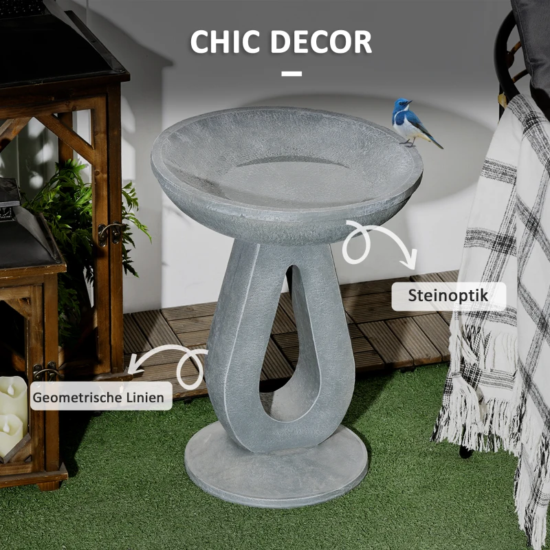 Outsunny Vogeltränke Wassertränke, Steinoptik, 40 cm x 40 cm x 51 cm, Grau