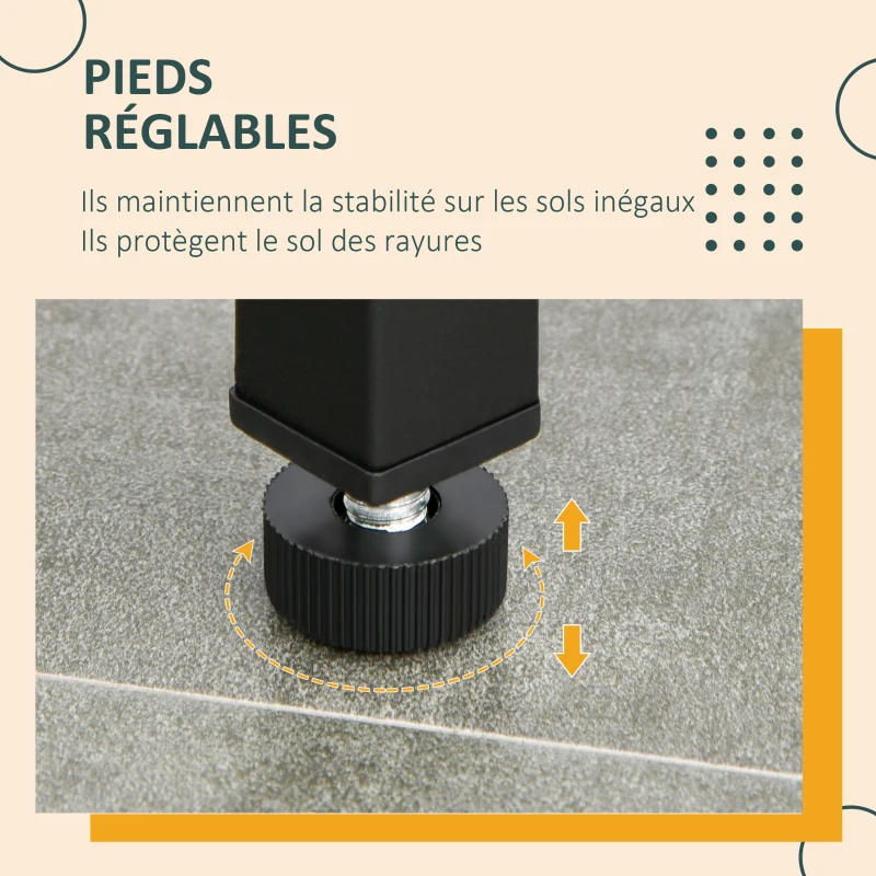 HOMCOM Ensemble Table de Bar 3 étagères 2 tabourets Style Industriel métal Noir Aspect Vieux Bois veinage