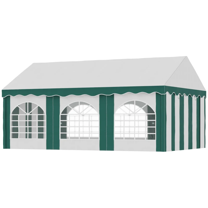 Outsunny 6 x 4m Garden Gazebo with Sides, Galvanised Marquee Party Tent with Six Windows and Double Doors, for Parties, Wedding and Events