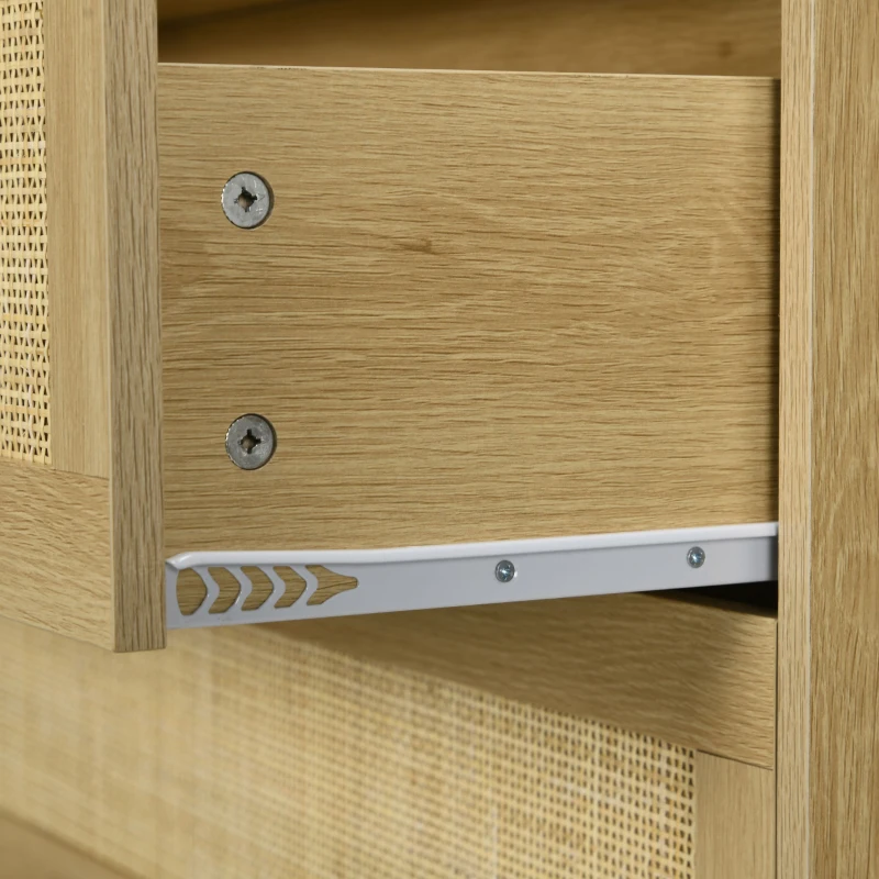 HOMCOM Kommode, Sideboard, Rattandekor, 3 Schubladen, robust, 80x40x80cm, Holzoptik