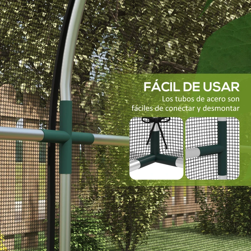 Outsunny Invernadero con Soportes Puerta con Cremallera y Anti-UV para Proteger las Plantas 120x300x146 cm Negro
