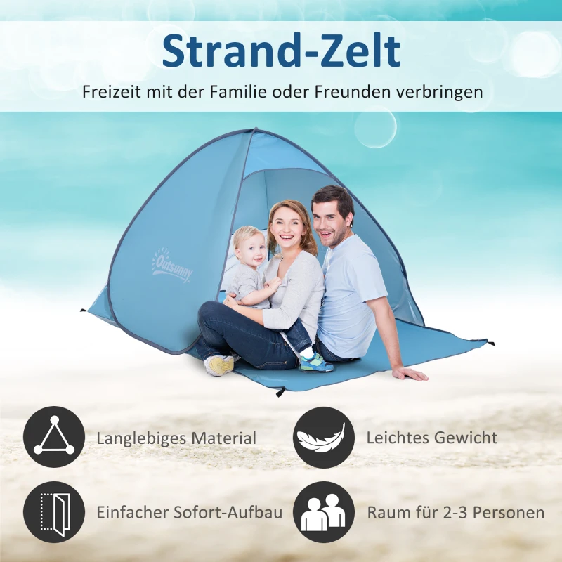 Outsunny Pop-up-Zelt, Strandzelt, Campingzelt, Polyester, 200 x 150 x 119 cm, Blau