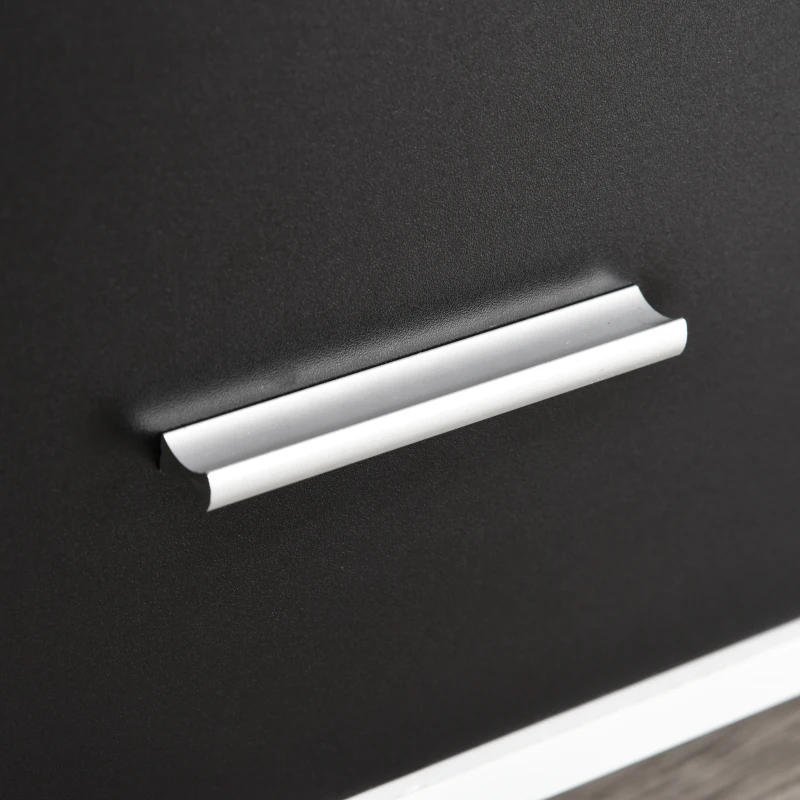 Support d'imprimante Organiseur Bureau Caisson Placard + 2 tiroirs + niches + Grand Plateau Panneaux Particules (Noir)