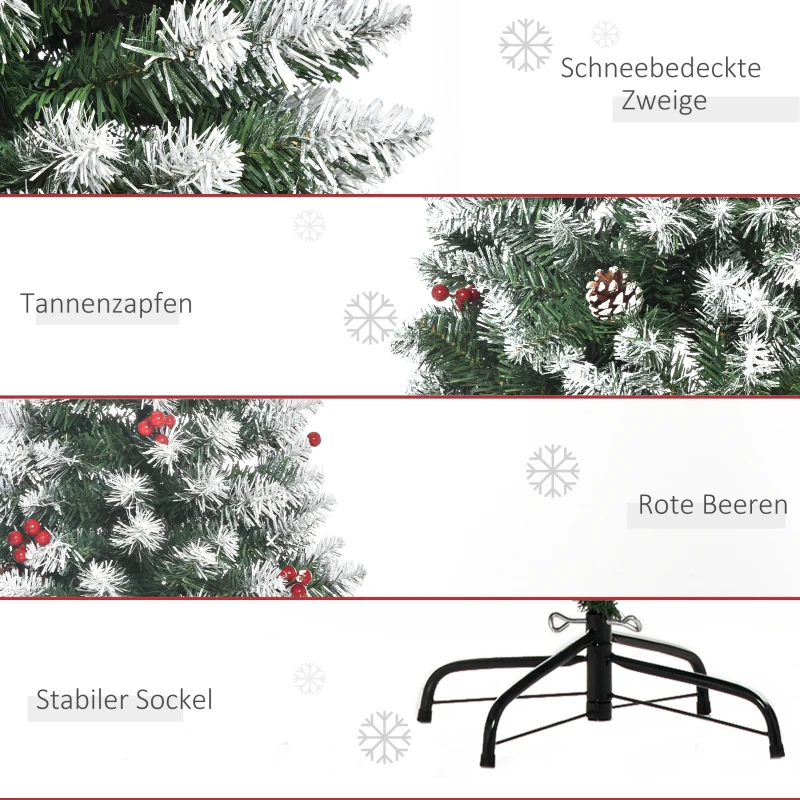 HOMCOM künstlicher Weihnachtsbaum mit 618 Astspitzen 180 cm Christbaum einfacher Aufbau Tannenbaum PVC Metall Grün Ø65 x 180 cm