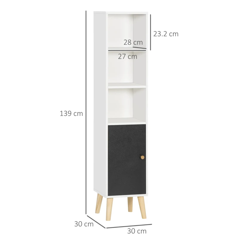 kleankin Bathroom Storage Cabinet, Bathroom Floor Standing Tallboy Unit with Adjustable Shelves and Cabinet, White