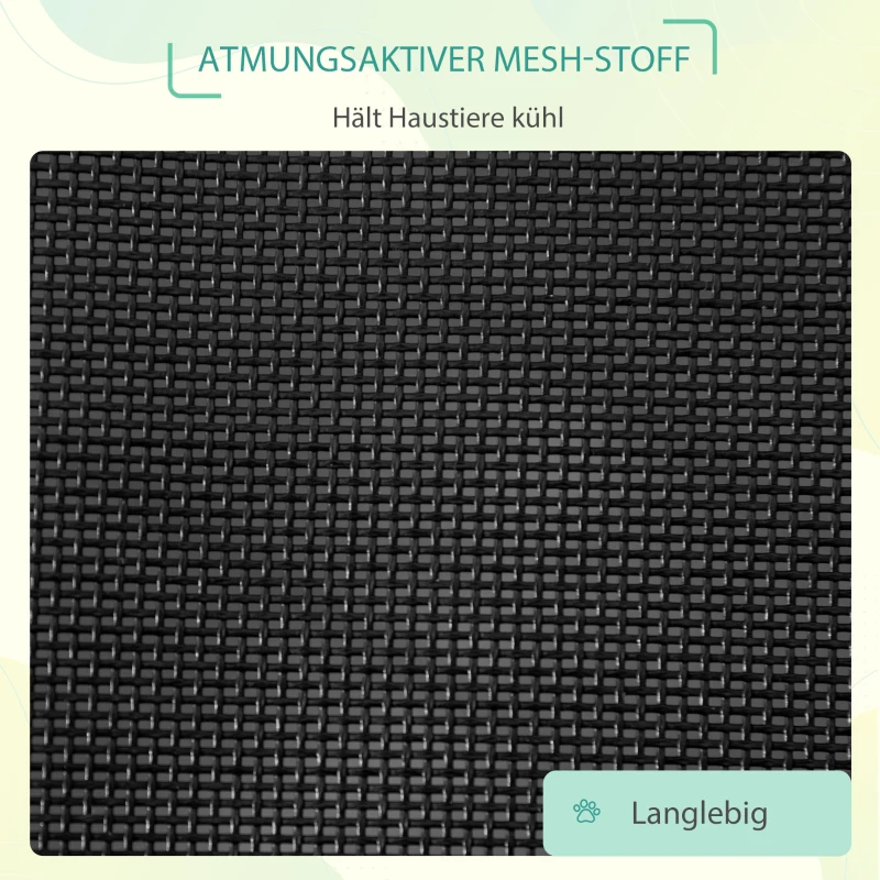 PawHut Hundeliege Outdoor, Erhöhtes Hundebett für kleine und mittelgroße Hunde, Kühlende Haustierliege mit robuster Stahlrahmen,Tragbares Stehendes Haustierbett, 111 x 65,5 x 19 cm, Schwarz