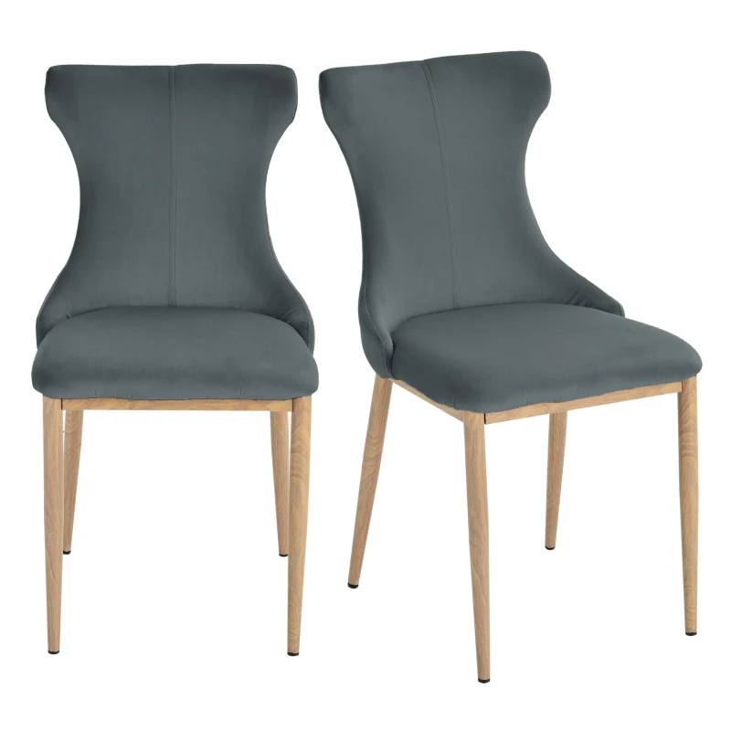 HOMCOM Lot de 2 chaises de Salle à Manger Chaise de Salon Pieds en métal 45 x 57 x 87 cm Gris