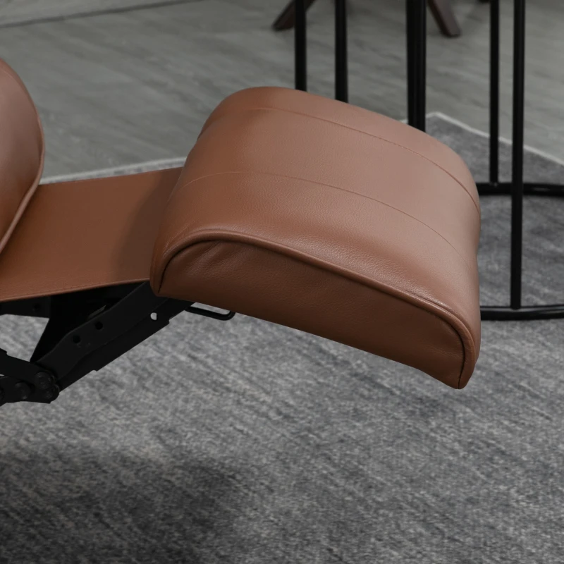 HOMCOM Relaxsessel, 145° neigbar, verstellbare Fußstütze, Kunstleder, 360° drehbar, bis 120 kg, Braun(m-10)