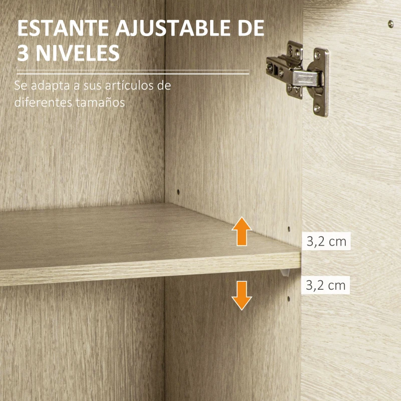 HOMCOM Armario Auxiliar de Baño con 2 Cajones Aparador Auxiliar de Almacenaje para Cocina 68x34x80 cm Madera Natural