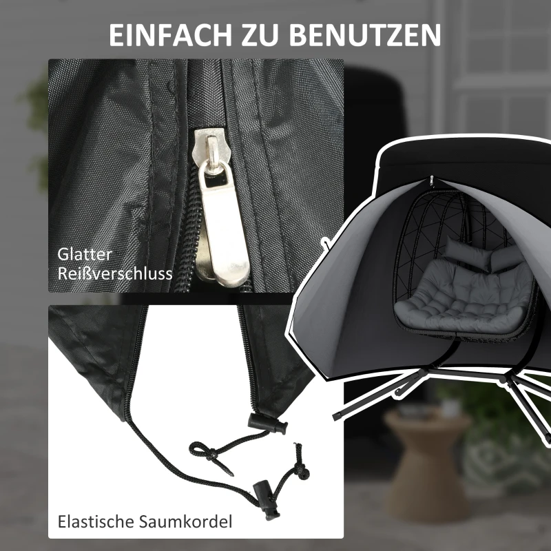 Outsunny Outdoor-Möbelabdeckung Möbelabdeckung Schutzplane für Möbel, wetterbeständig, 196 cm x 196 cm x 230 cm, Schwarz