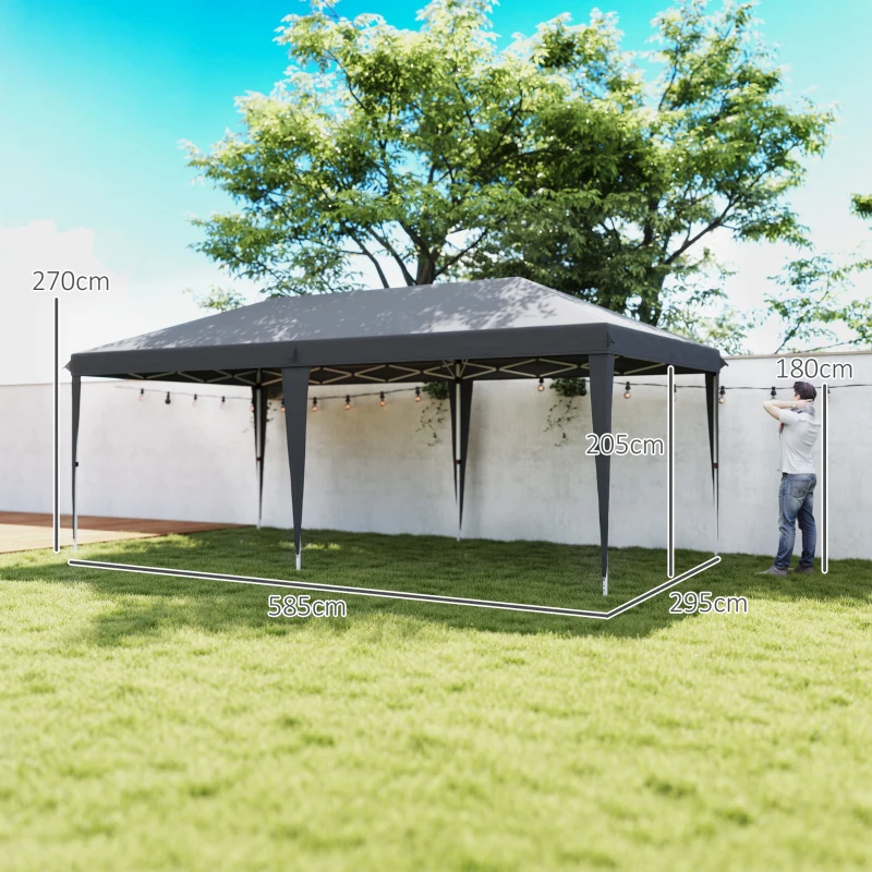 Outsunny 6 x 3 m Pop-Up Steel Frame Gazebo Grey(m-3)